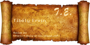 Tibély Ervin névjegykártya